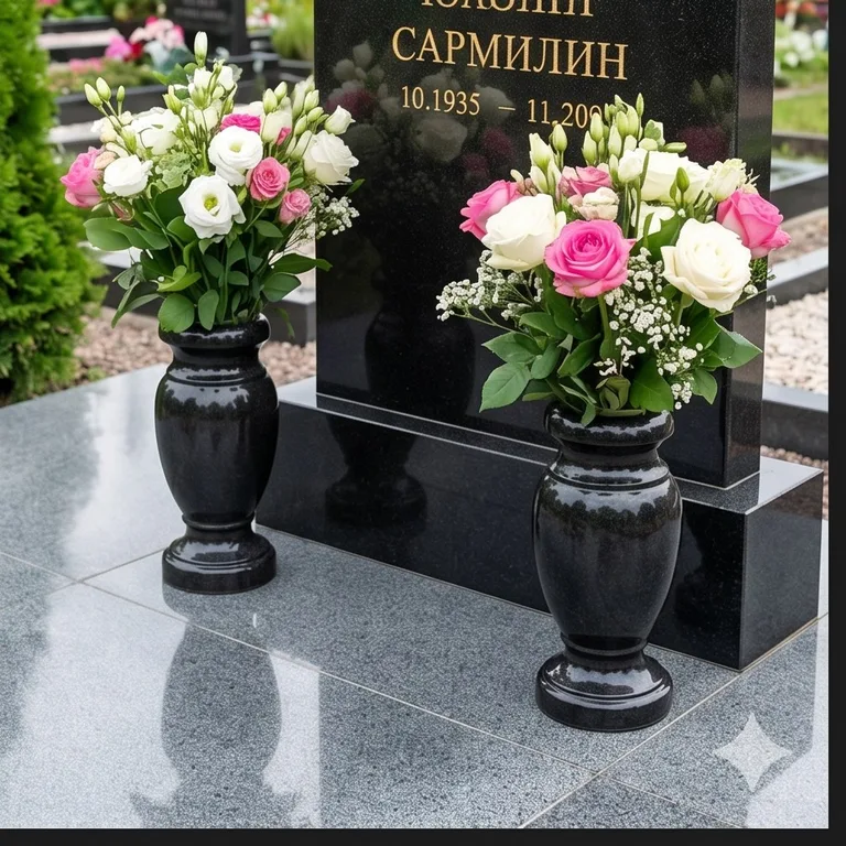 Гранитные вазы для цветов на участке в Магнитогорске
