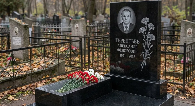 Памятник с гравировкой гвоздик — выполненная работа «Терентьев» в Магнитогорске