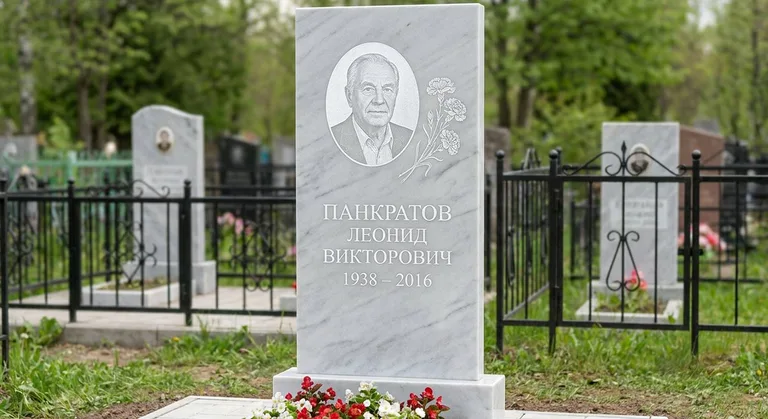 Памятник с гравировкой гвоздик — выполненная работа «Панкратов» в Магнитогорске