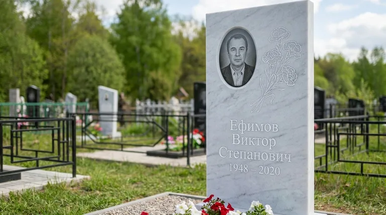 Памятник с гравировкой гвоздик — выполненная работа «Ефимов» в Магнитогорске