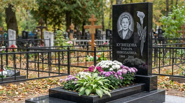 Памятник с гравировкой калл — выполненная работа «Кузнецова» в Магнитогорске