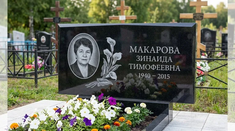 Памятник с гравировкой калл — выполненная работа «Макарова» в Магнитогорске