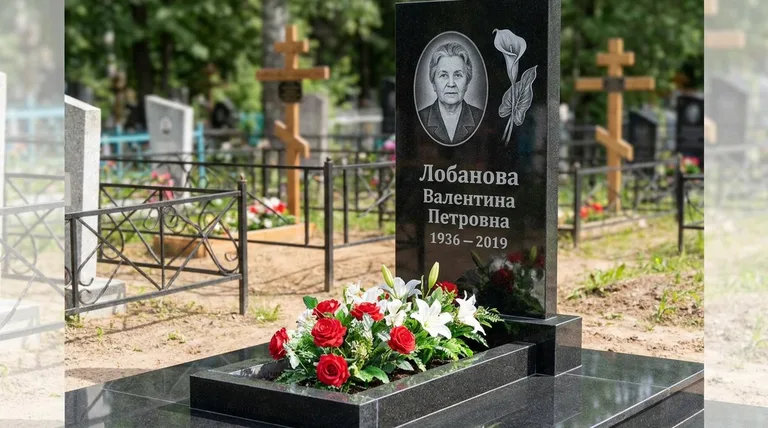 Памятник с гравировкой калл — выполненная работа «Лобанова» в Магнитогорске