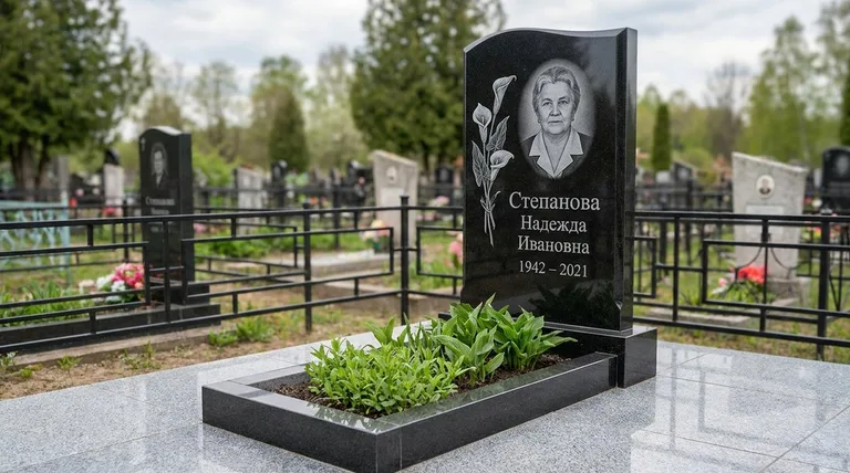 Памятник с гравировкой калл — выполненная работа «Степанова» в Магнитогорске