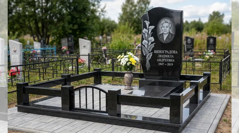 Памятник с гравировкой калл — выполненная работа «Виноградова» в Магнитогорске