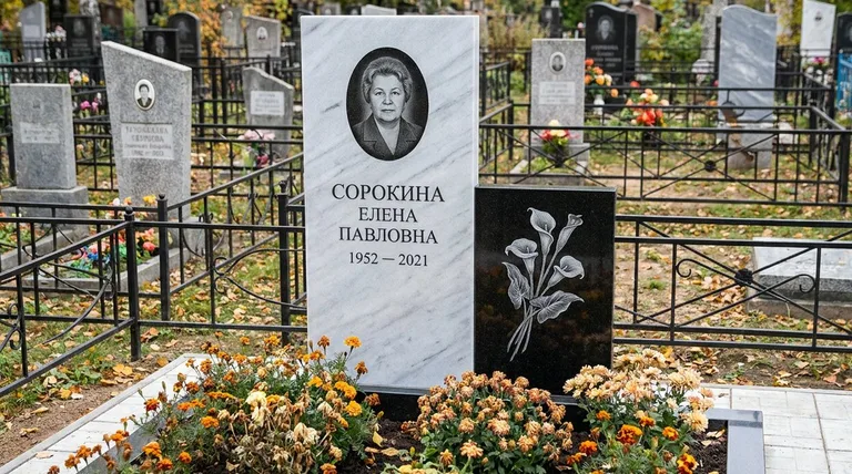 Памятник с гравировкой калл — выполненная работа «Сорокина» в Магнитогорске