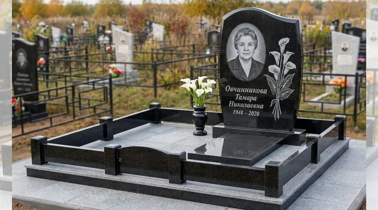 Памятник с гравировкой калл — выполненная работа «Овчинникова» в Магнитогорске