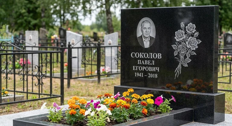 Гравировка роз на памятник в Магнитогорске — пример работы на граните