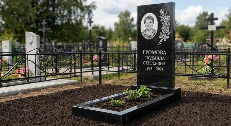 Памятник с гравировкой роз — выполненная работа «Громова» в Магнитогорске