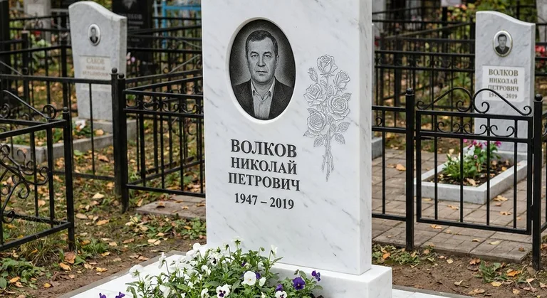 Памятник с гравировкой роз — выполненная работа «Волков» в Магнитогорске