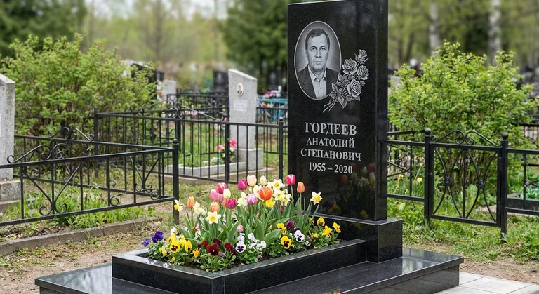 Памятник с гравировкой роз — выполненная работа «Гордеев» в Магнитогорске