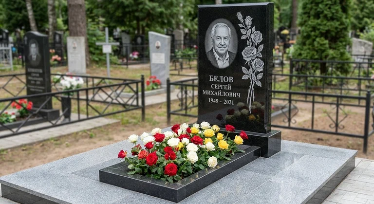 Гравировка цветов на памятник в Магнитогорске — розы на граните