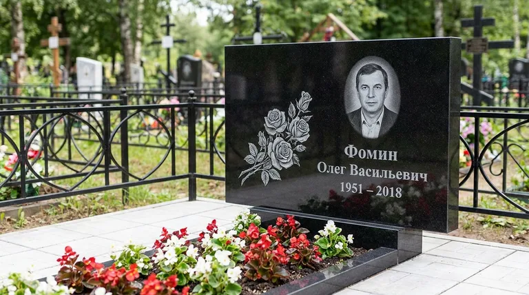 Памятник с гравировкой роз — выполненная работа «Фомин» в Магнитогорске