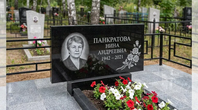 Памятник с гравировкой роз — выполненная работа «Панкратова» в Магнитогорске