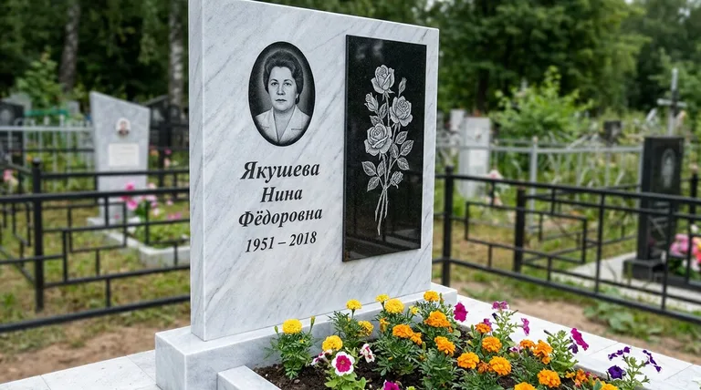 Памятник с гравировкой роз — выполненная работа «Якушева» в Магнитогорске