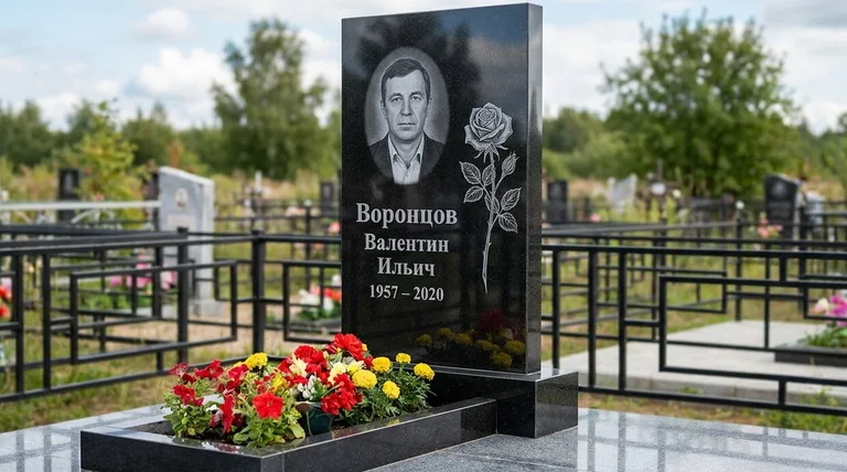 Памятник с гравировкой роз — выполненная работа «Воронцов» в Магнитогорске