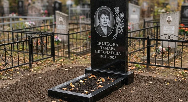 Памятник с гравировкой тюльпанов — выполненная работа «Волкова» в Магнитогорске