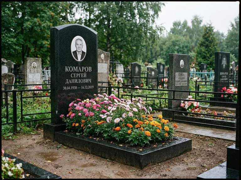 Портрет на керамике — семейный памятник в Магнитогорске