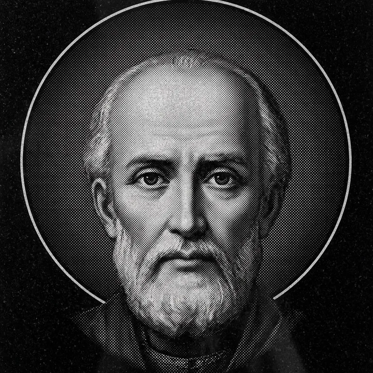 Эскиз иконы: Николай Чудотворец (полутон) — объёмный лик святителя, гравировка на памятник в Магнитогорске