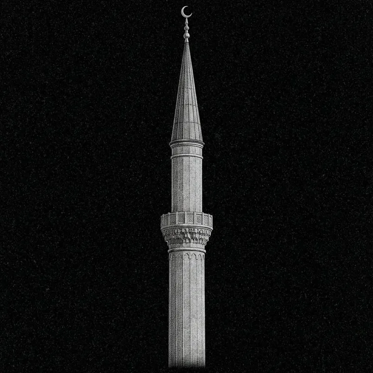 Эскиз: Минарет (фотореализм) — одиночный минарет с полумесяцем в Магнитогорске