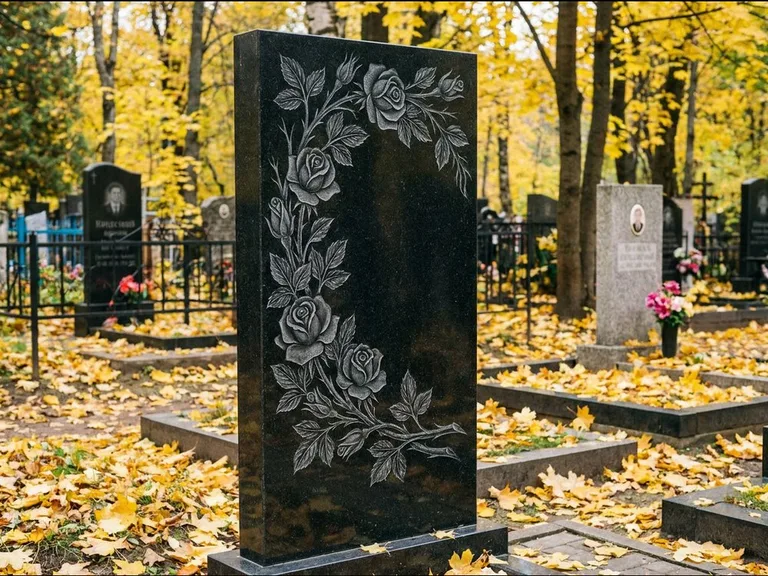 Цветы и орнамент — гравировка с выездом на кладбище в Магнитогорске