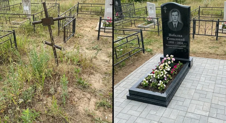 Памятник под ключ: запущенная могила до и ухоженный мемориал после в Магнитогорске