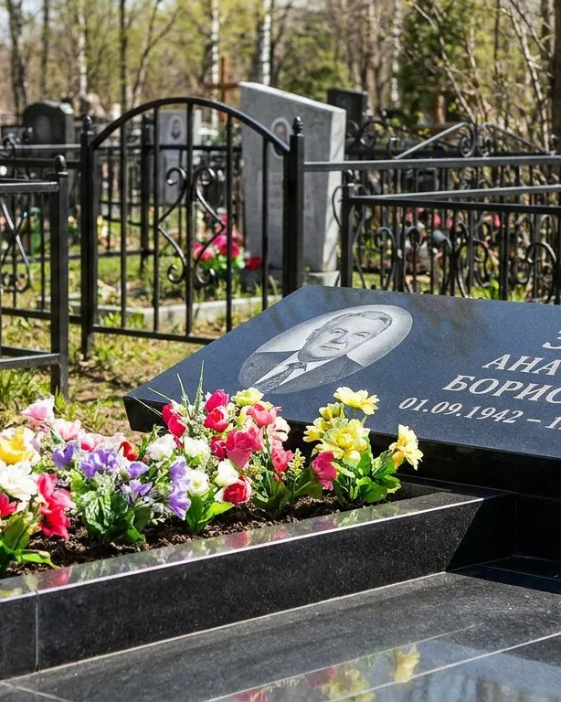Премиум памятник под ключ с мощением и оградой в Магнитогорске