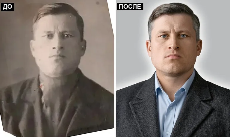 Ретушь фото на памятник — замена одежды: до и после в Магнитогорске