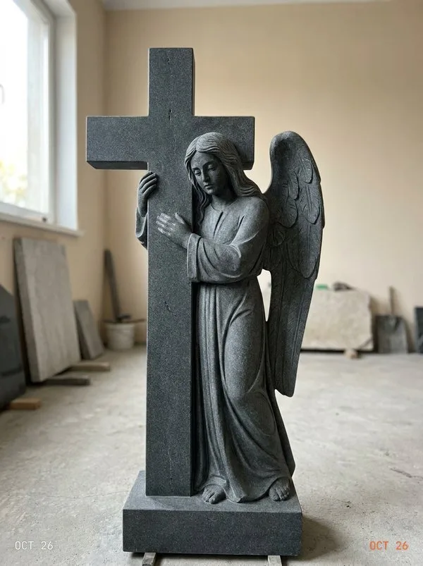 Ангел с крестом — скульптура на памятник, гранит, высота 110 см