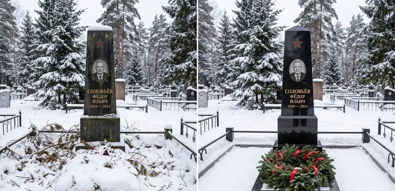 Уборка старого памятника до и после в Магнитогорске