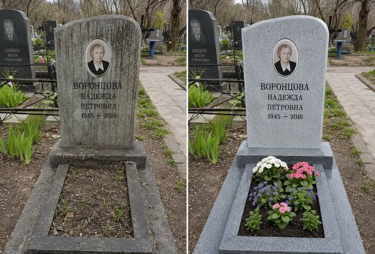 Уборка могилы до и после весной — городское кладбище в Магнитогорске