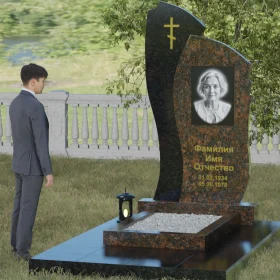 Комбинированный вертикальный памятник для православных - П028