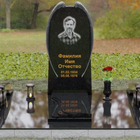Гранитный вертикальный памятник со скошенными углами - П161