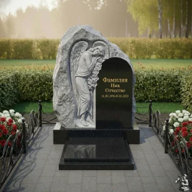 Вертикальный элитный памятник без креста из мрамора Тассос - ПН167