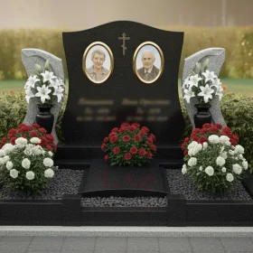 Вертикальный гранитный памятник с крестом ПН199