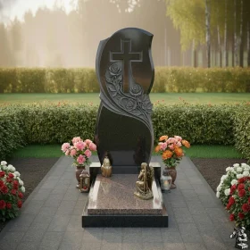 Православный Гранитный памятник с крестом и комплексом - ПН277