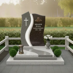 Комбинированный православный памятник с крестом - ПН351