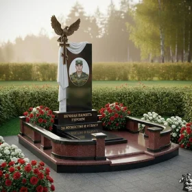 Элитный Гранитный вертикальный православный памятник - ПН406