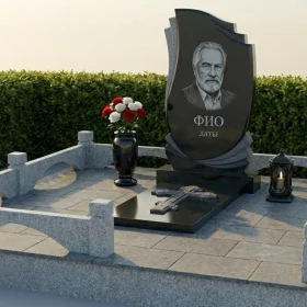 Православный вертикальный мемориальный комплекс с крестом - ПН463