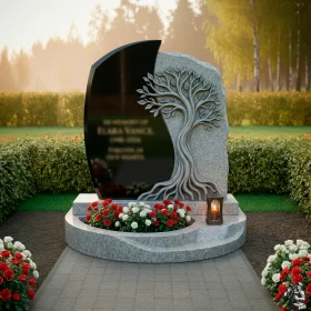 Гранитный памятник вертикальный с лаконичным дизайном - ПН614