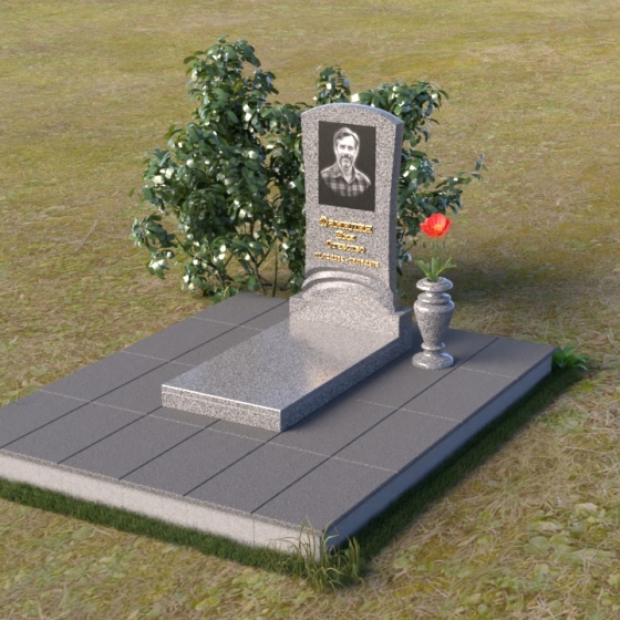 Памятник-волна с изгибом из гранита, гранит Мансуровский
