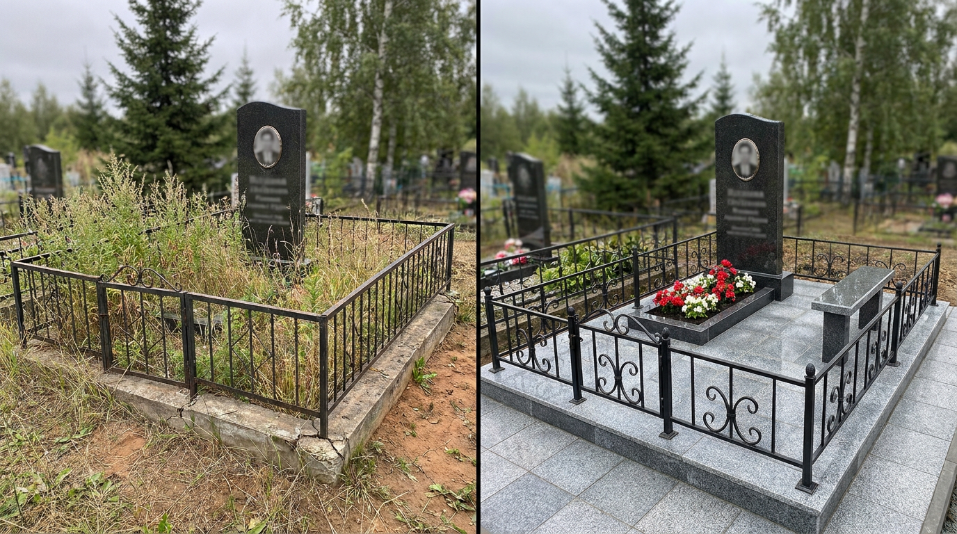 Благоустройство могилы в Магнитогорске — пример 1