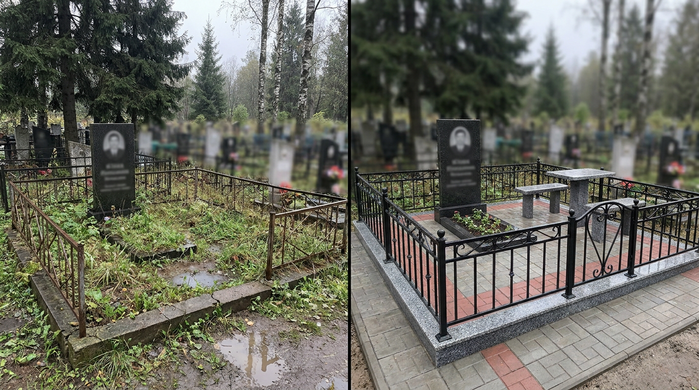 Благоустройство могилы в Магнитогорске — пример 2